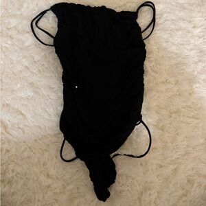 Black Ruched Bodysuit